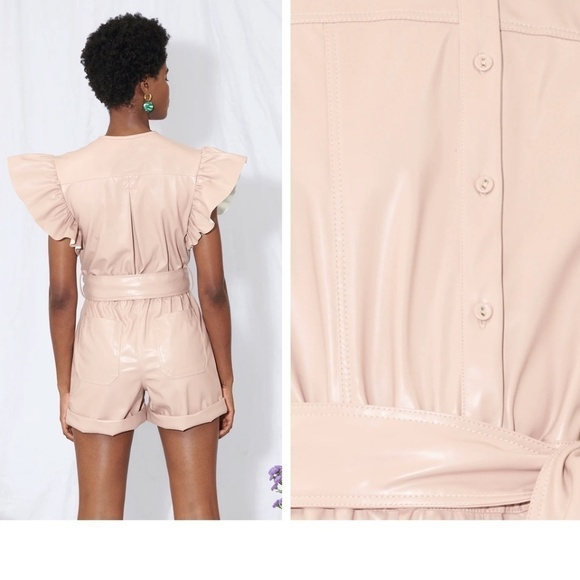 SAYLOR Gilda rose quartz faux leather romper, S. G948 - Picture 2 of 6